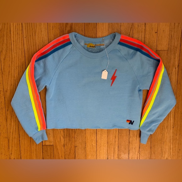 Aviator Nation Sweaters - NWT AVIATOR NATION CREWNECK SWEATSHIRT NEON BOLT 5 STRIPES